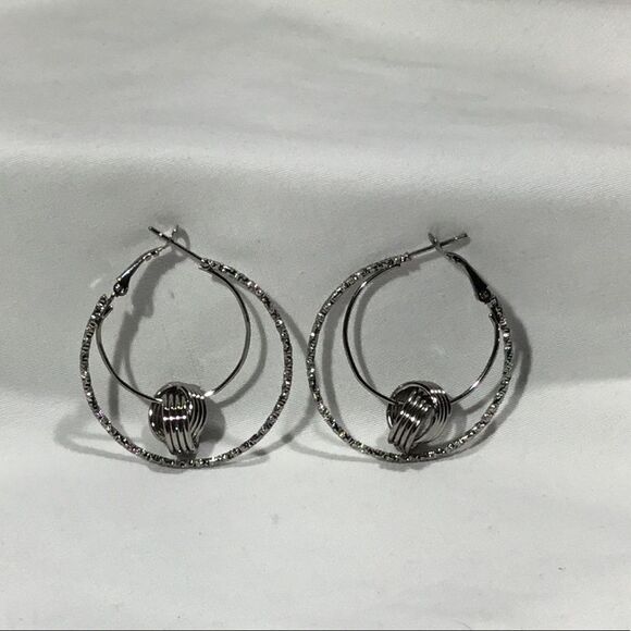 Double Hoop Textured Earrings (UC3) - Picture 1 of 6